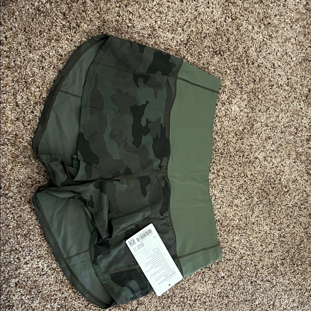 lululemon athletica Green Camo Speed up 2.5” Shorts